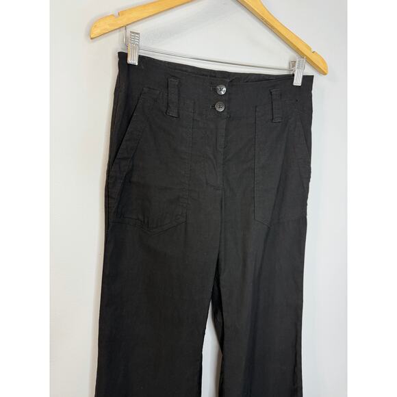 Maeve by Anthropologie Naomi Linen Blend Wide-Leg Flare Pants Black Sz 4 NWOT - Picture 11 of 16